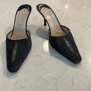 Christian Louboutin mules - black sharkskin - size 36